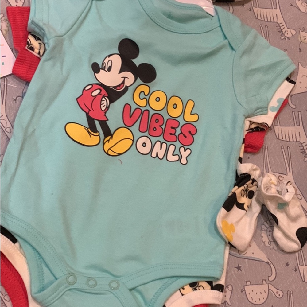 Disney Blue and Yellow Mickey Mouse Bodysuit